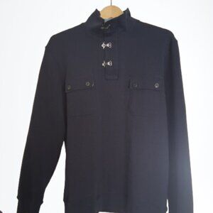 Mark Law Men's Sweater Large Navy Toggle Neck Pullover Casual Knit